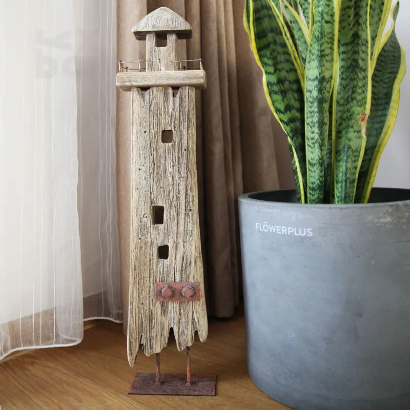 

American Vintage Nautical Lighthouse Creativity Marine Style Ornaments Home Nautical Decorations Nostalgic Craft Wood Handicraft