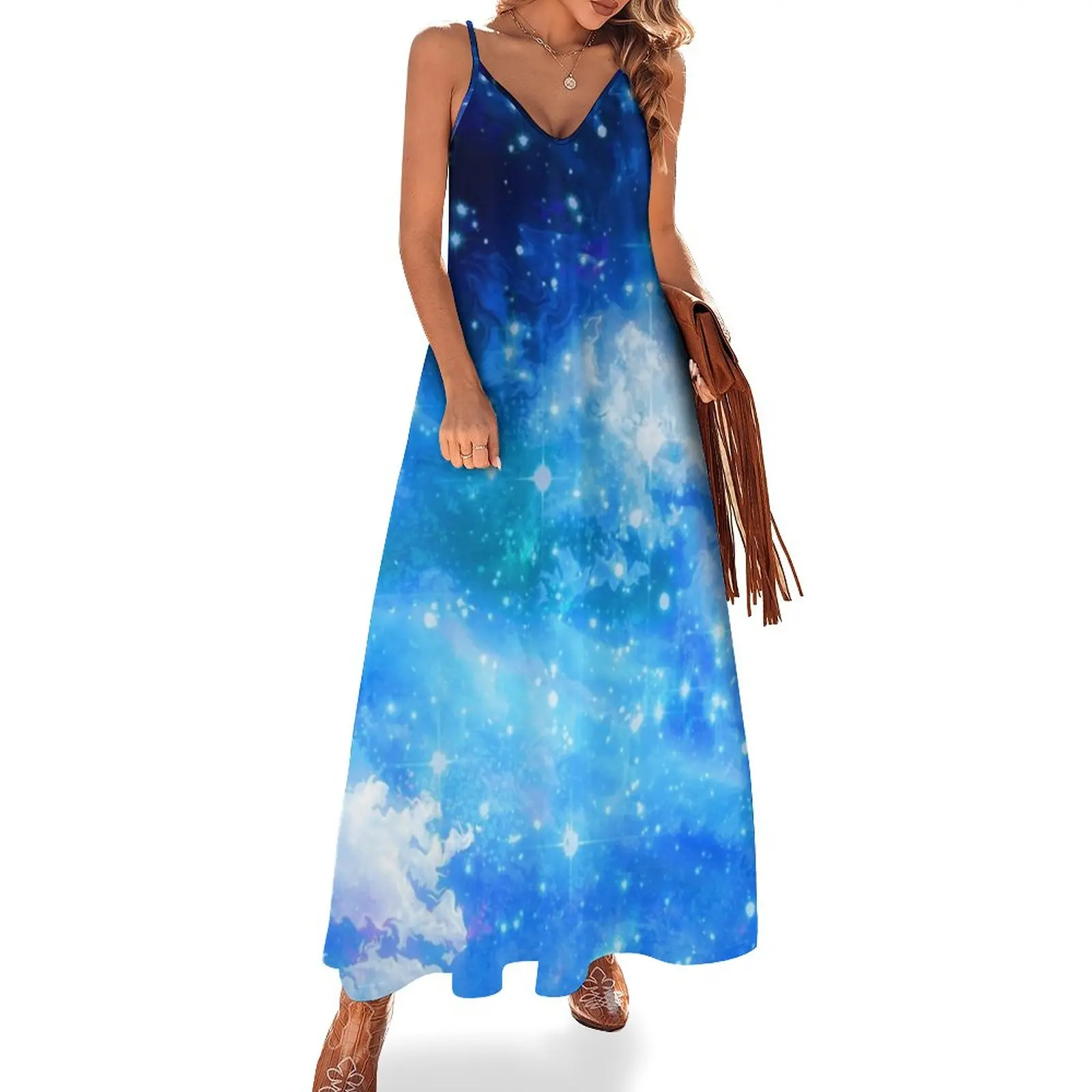 

Blue Cloudy Night Sky Sleeveless Dress womens clothing women's clothing trend 2023 dress summer summer woman dress 2023