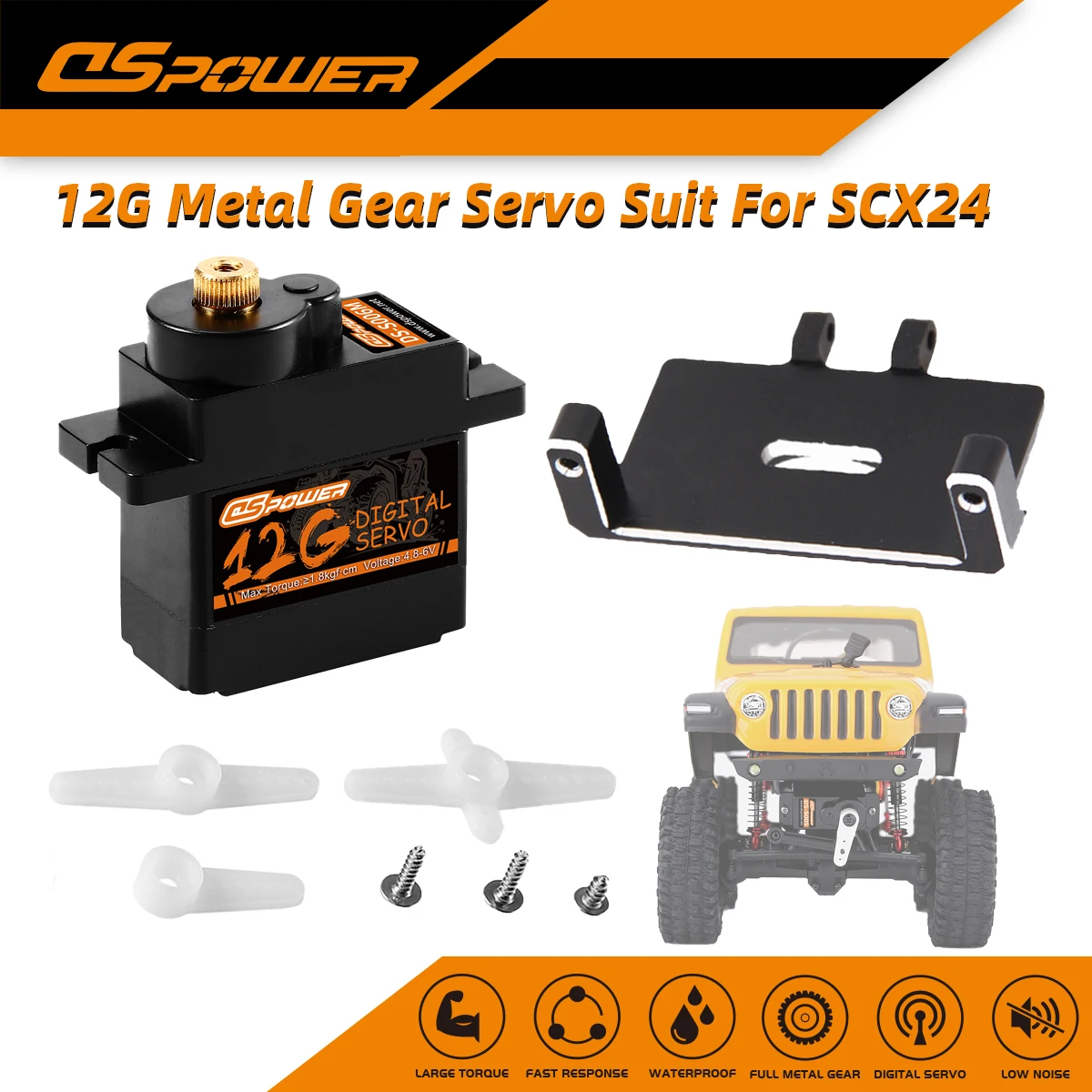 

DSPOWER 8g 9g 12g Digital Servo 1.5kg Torque High Precision with Mount Arm Set for RC Car Model Axial SCX24 Upgrade Parts