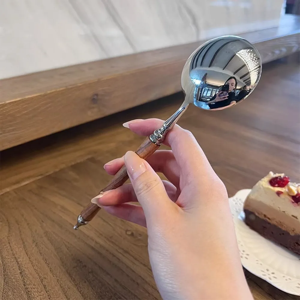 Roestvrijstalen Lepel Servies Met Lange Steel Dikker Roerijs Retro Maaltijdlepel Voor Het Serveren Van Soep En Dessert Dinerservies_voghion.com