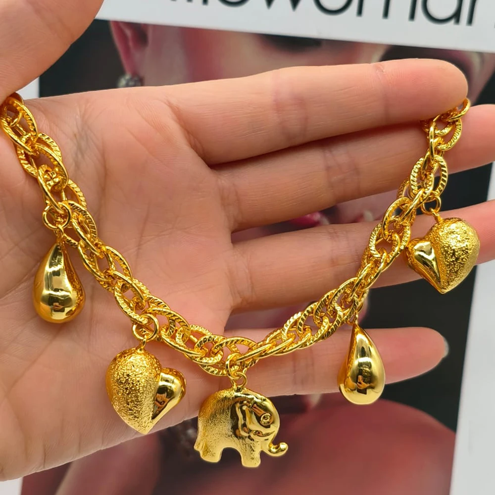 

Round Beads Charm Bracelet for Women Ball Shape Pendant Hand Link Chain Party Wedding Jewellery Gold Plated Jewelry Accessories
