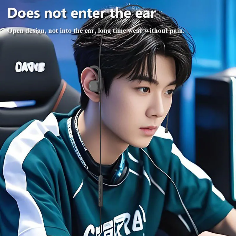 Wired Air Conduction Headphones 3.5mm Type-C USB Open Ear Stereo Music Headset with HD Microphone for Sports/Game Comfortable