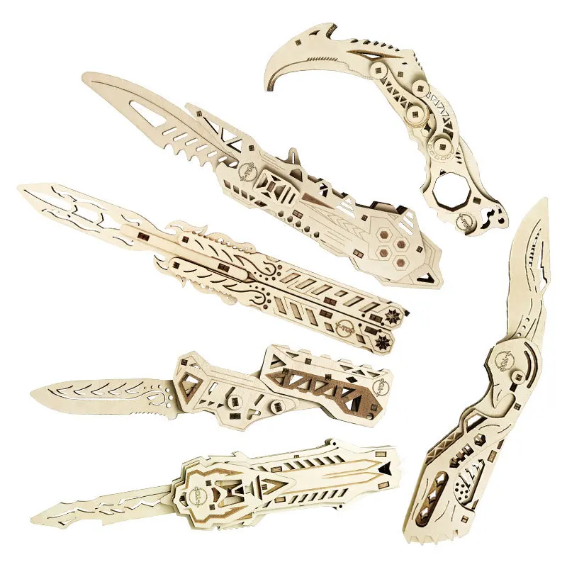3D Wooden Butterfly Talons Knife Model Hand-assembled Adult and Children Educational Gifts Three-dimensional Crafts Ornaments. 5