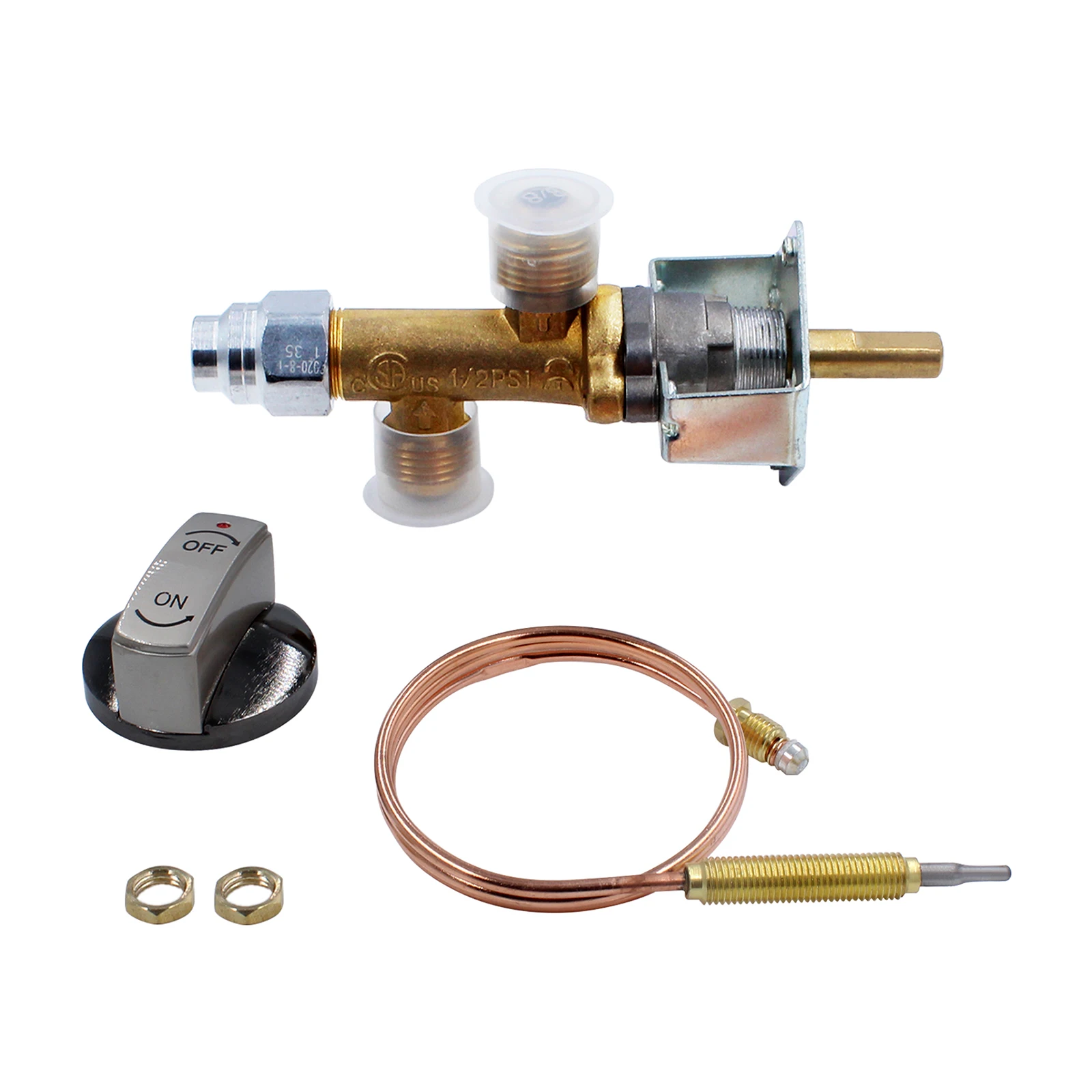 ความดันต่ำความปลอดภัย Flameout ป้องกันวาล์วแก๊ส Fire Pit Brazier เตาเหลวโพรเพนระบบ Thermocouple และชุดลูกบิด 1