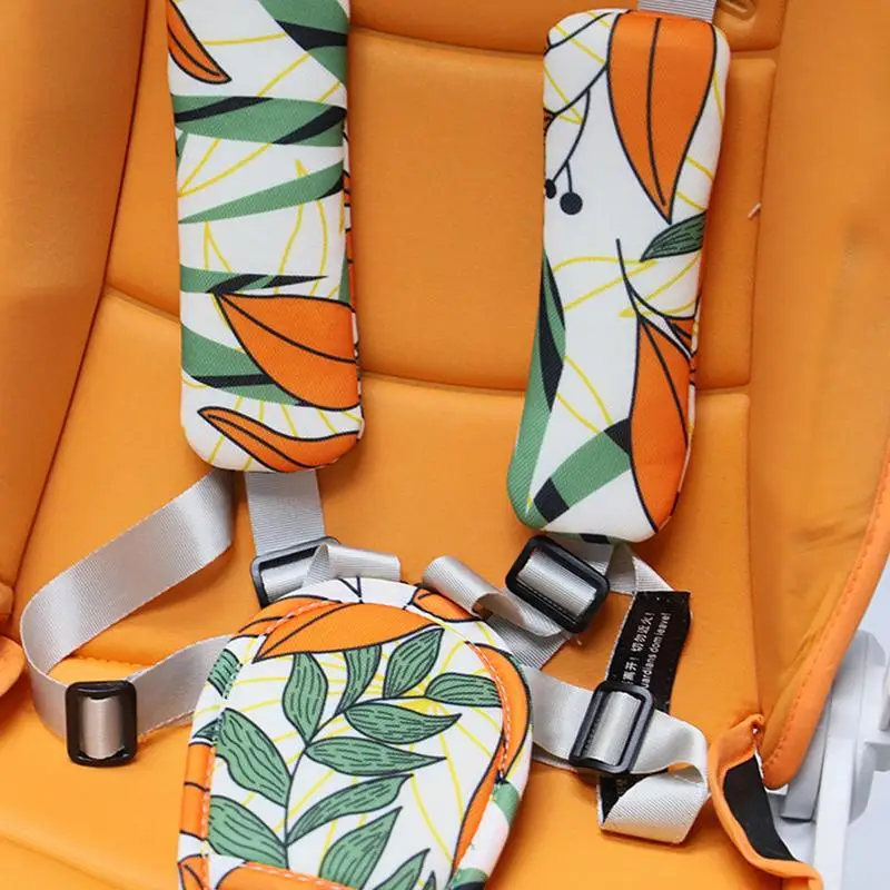 Car Seat Strap Covers For Kids Safety Belt Kids Shoulder Pads Seat Belt Cover Strap Pads With Crotch Pad Cute Cushion