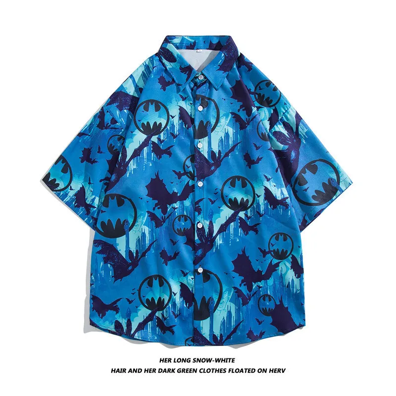 

Y2K Men Vintage Shirt Summer New Hawaiian Short Sleeve Shirt Mens Halloween Funny Printed Beach Casual Shirts Man Oversized Hemd