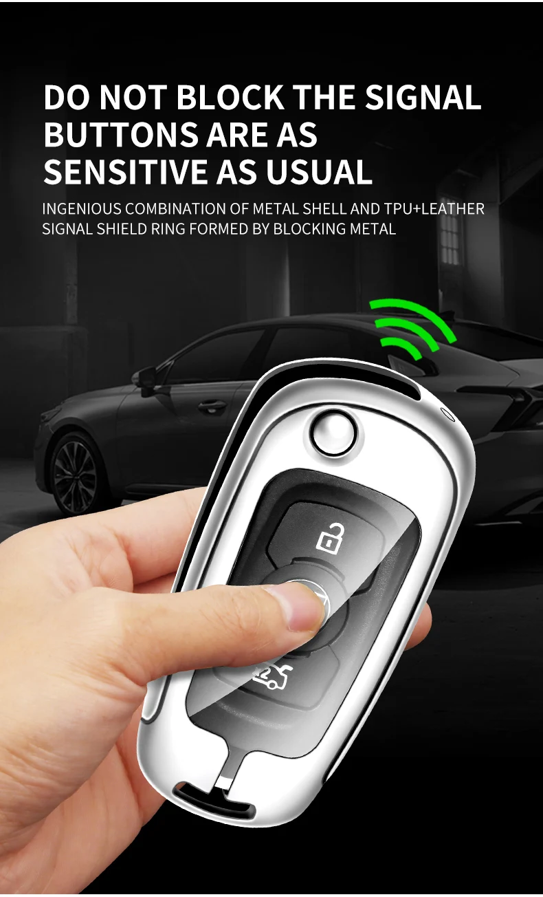 Custodia per chiave a scatto per auto in pelle metallica per Buick VERANO ENCORE GX GL6 2018 - 2020 per Opel Vauxhall Astra K Corsa Protector - S212eaab6eee44e0491c6f62667cc5266l