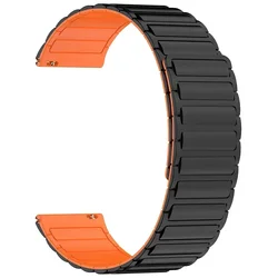 Magnetic Silicone Sport Wristband - 22mm Replacement Band Bracelet - 22mm (Black Orange)