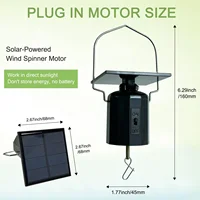 Moteur solaire à vent avec crochet, carillon éolien à énergie solaire, ornement rotatif, décoration extérieure, moteur solaire 5