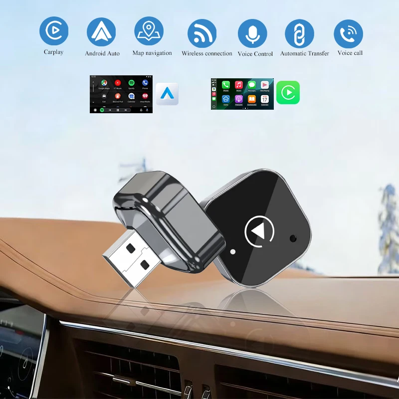 Carplay Android Auto Wireless Adapter 2 in 1 Smart Mini Box Plug and Play WIFI BT Auto Connect Toyota VW Peugeot MAZDA FORD
