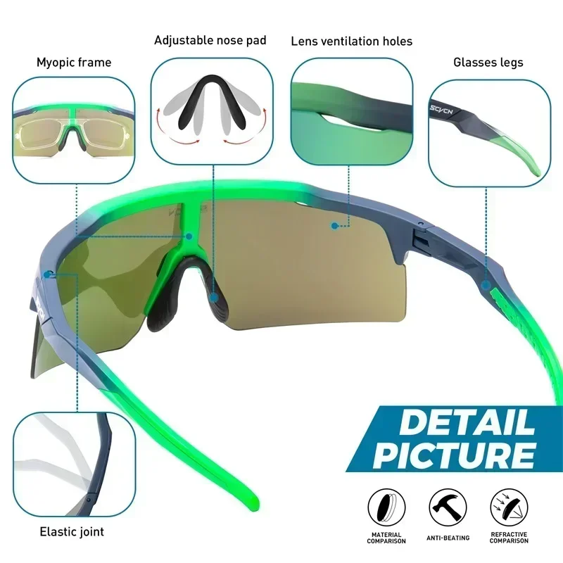 SCVCN Cycling Glasses Outdoor Sports Driving Sunglasses Men Bike MTB Glasses Women Hiking Eyewear Bicycle Riding Running Goggles