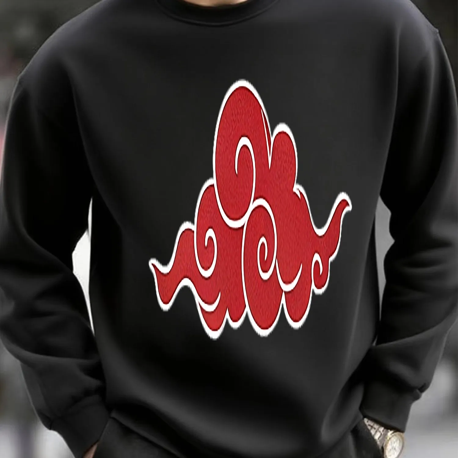 Men's Black Streetwear Sweatshirt - Oversized for Urban Vibe