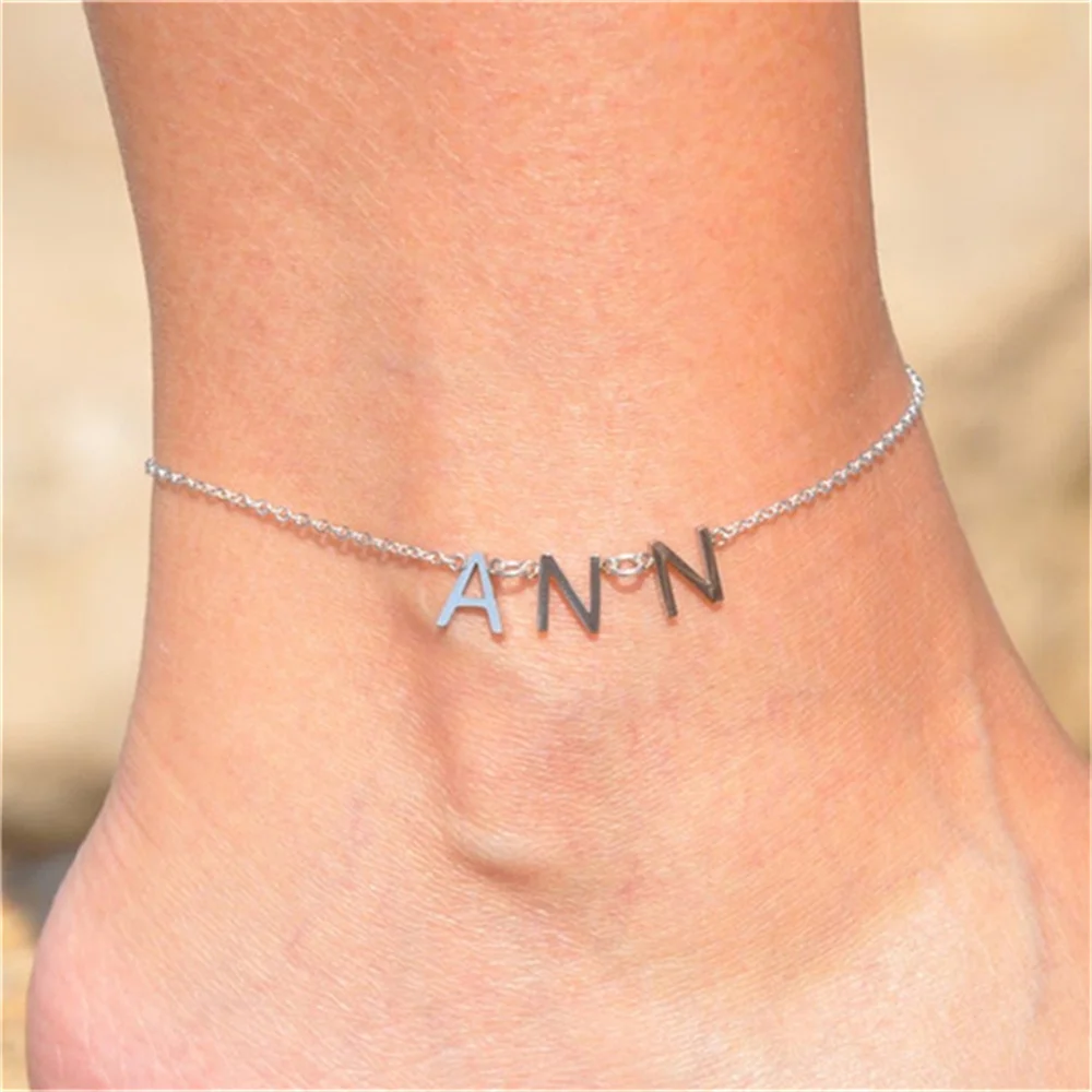 Custom Name 1-7 Letter Anklets For Women Personalized Stainless Steel Gold Colour Cable Chain Sandy Beach Anklet Jewelry Present custom catalogue magazine full colour printing advertising brochure flyer printing leaflet printing and booklet