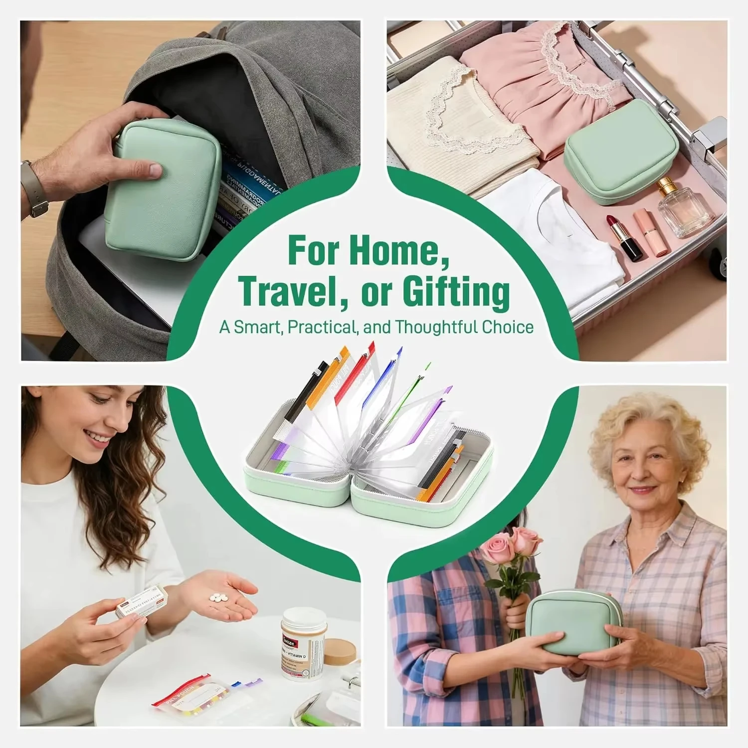 Waterproof Portable Pill Organizer Set with Color-Coded Pouches for Medicine and Jewelry Storage