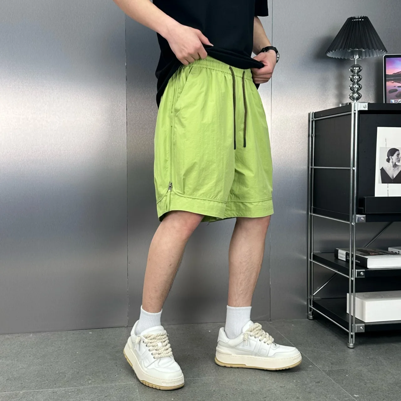 Men's New Summer Three-dimensional Cutting Zipper Quick-drying American Retro Casual Sports Pants