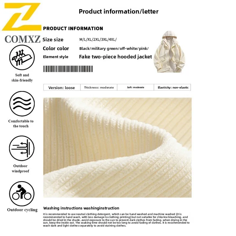 Men's American Workwear Hybrid Jacket Clamp two pieces Waterproof Windproof Outdoor Sport Coat Vintage Utility Winter Outerwear