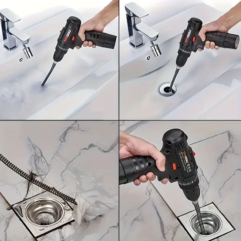 Electric Drain Cleaner Heavy-Duty Electric Drain Cleaner Spring Tube Dredger Household Plumbing Unclogs Toilets Sinks Kitchen Bathroom Cleaning Tools
