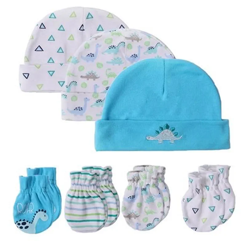 Cotton Anti-scratch Gloves Hat No Scratch Protection Face Gift Newborn Baby Birth Soft Cap Glove Set Simple Kids Infant Supplies