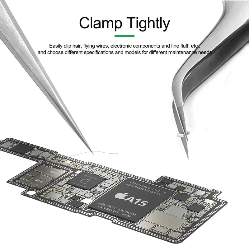 15 Anti-static Precision Tweezers High Toughness Fine Tips for Phone Motherboard Laptop Chip Tin Planted Repair Tool