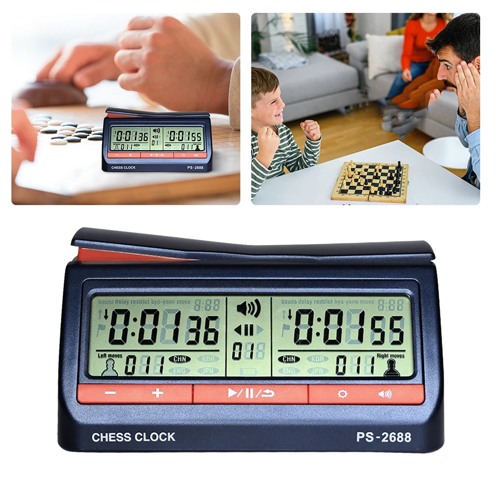 Count Up Down Timer USB Charging Chess Clock Hour Meter Stopwatch with  Delayed Countdown Function for International Chess