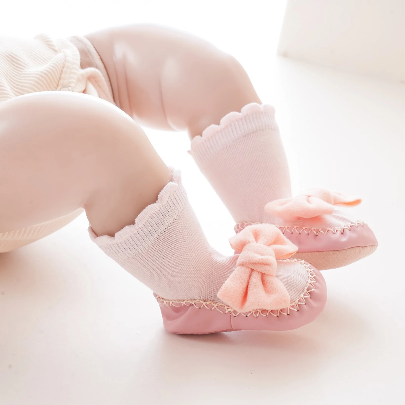 Pudcoco Infant Baby Girls Socks Shoes Cute Bow Socks Non-slip Soft Lightweight Floor cotton socks,kids socks,baby socks,girls socks,toddler shoes