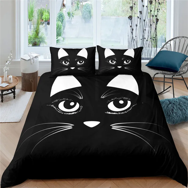 Cartoon Cat Dogs Toddler Bedding Set For Kids Teens Cartoon Kittens Animals Microfiber 3D Duvet Cover Pillowcases Bedroom Decor 