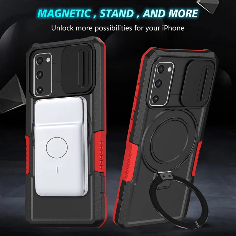 Shockproof Armor Case with Magsafe Wireless Charging and Magnetic Ring Holder
