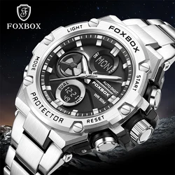 LIGE NEW Men Digital Quartz Watches Fashion Stainless Steel Band LCD Waterproof Sport Wristwatches Male Relogio Masculino 2024