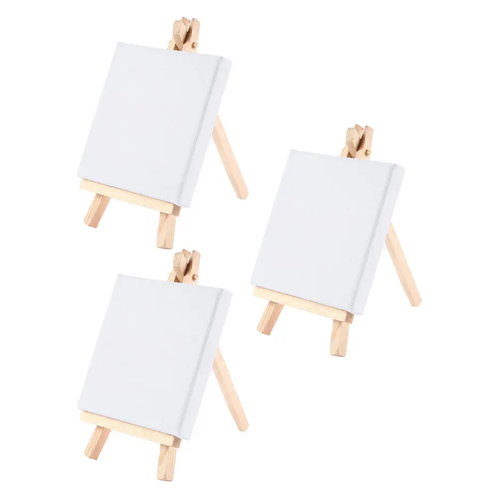 미니 장식을위한 3Pcs 작은 이젤 사랑스러운 나무 삼각형 그림 랙 데스크탑 장식 DIY 공예 액세서리