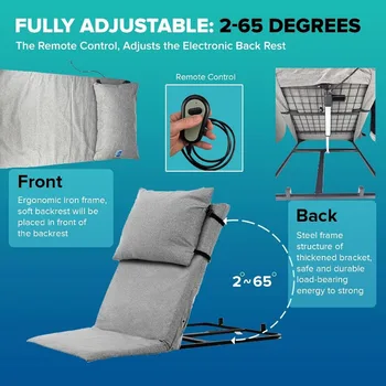 Electric Lifting Backrest for Bed by Mobi-Back, Medical Back Pillow with Electric Pump System, Electric Lifting Bed Backrest, 6