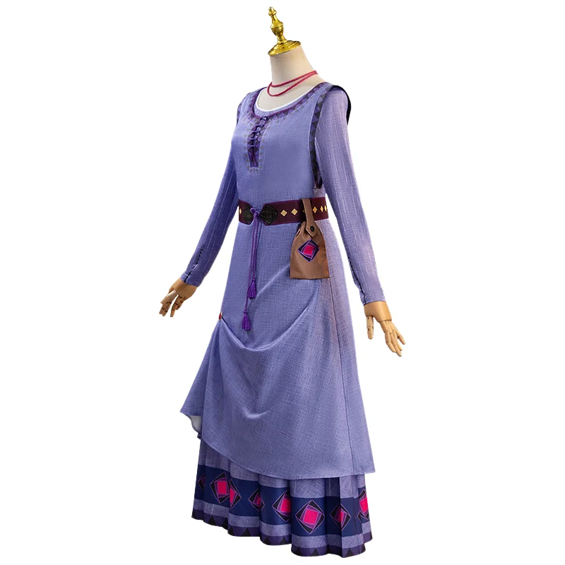 Disney Wish Asha Cosplay Dresses for Girls Women Princess Purple Evening Dress Wig Xmas Birthday Party Costume Accessories 2023