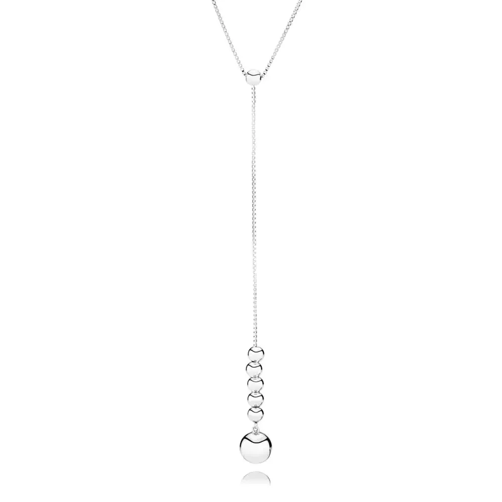

2019 NEW 100% 925 Sterling Silver String of Beads Necklace Colorful Zircon Rainbow Pendant Clavicle Chain For Women Jewelry Gift