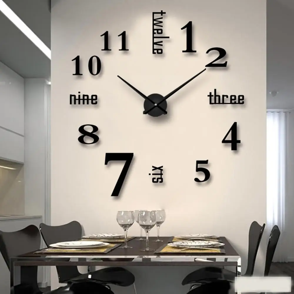  Reloj de pared para salón de peluquería, decoración de pared,  relojes de pared grandes 3D, relojes de pared grandes, color negro, 37  pulgadas : Hogar y Cocina