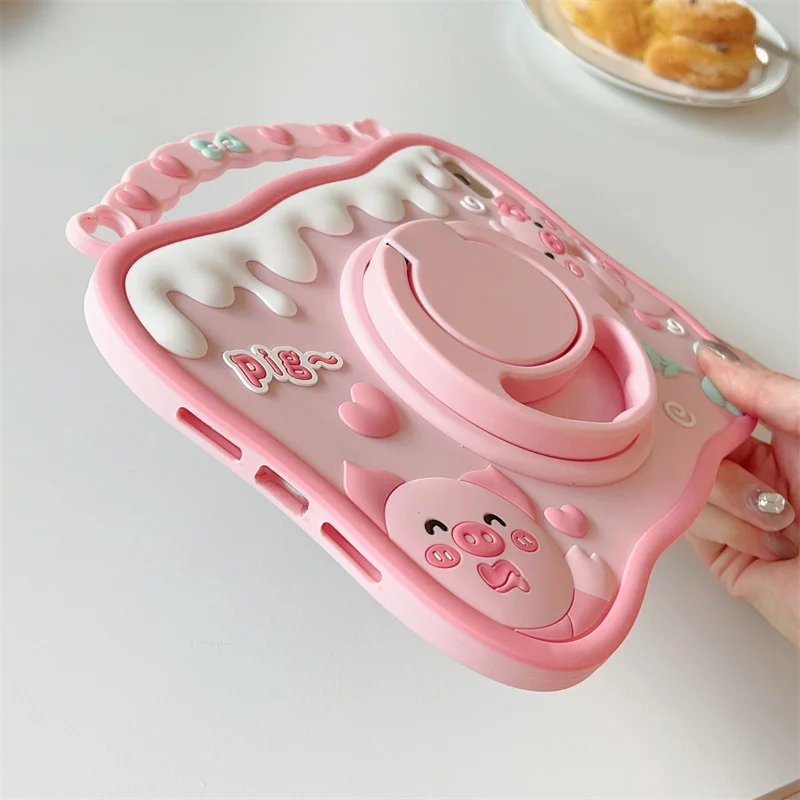 Cartoon Pig Tablet Stand Funda Case For Apple ipad10.9 12.9 9.7 Pro11 10.2 10.5 10.9 Mini6 123 Air45 Silicone Protective_voghion.com