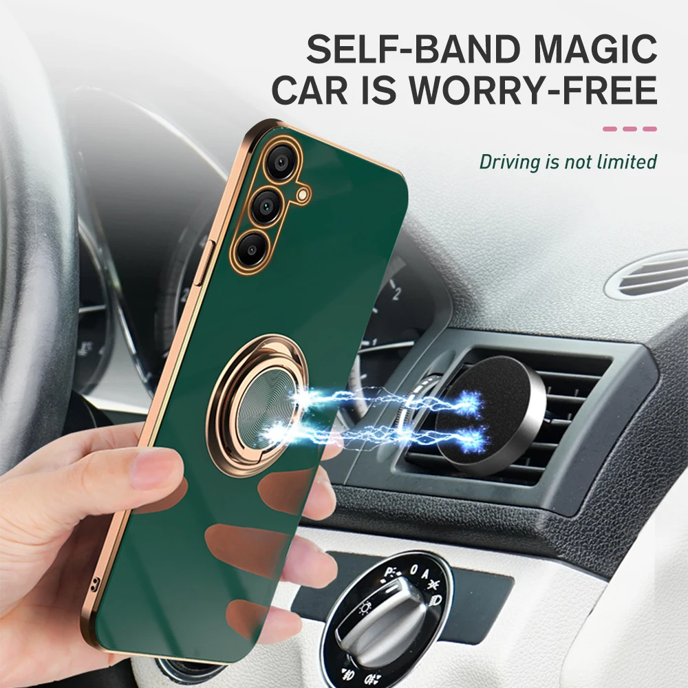 Plating Magnetic suction Case For Samsung Galaxy A15 A25 A54 5G 4G Full Lens Protect Cover Samsun A 15 25 54 Ring Holder_voghion.com