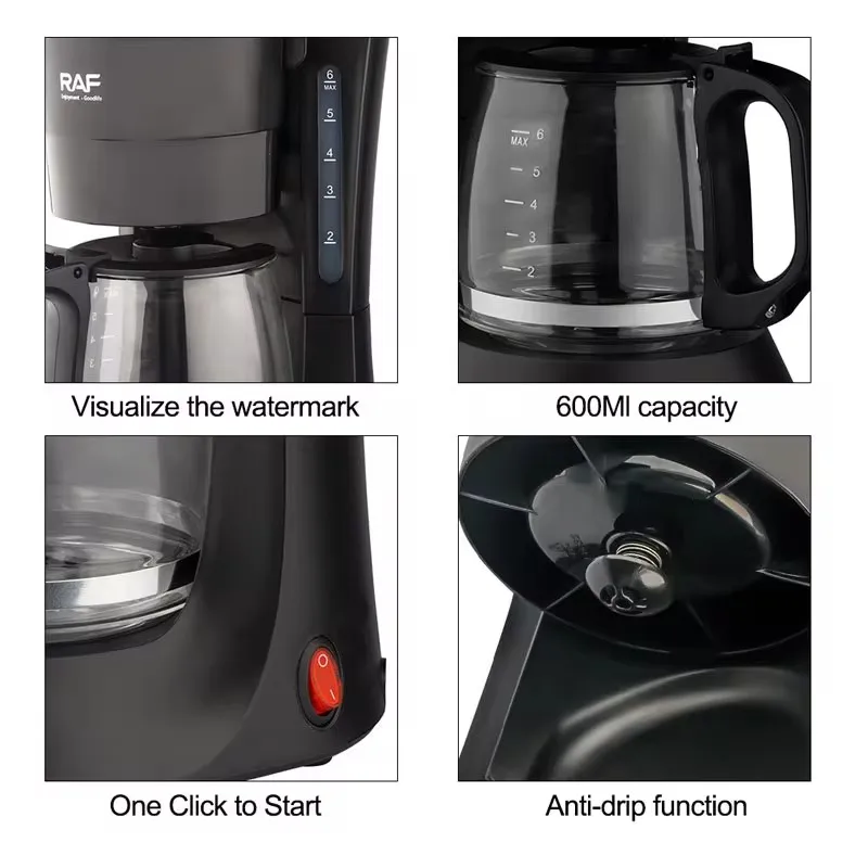 600ml Electric Coffee Maker Machine, Household Semi-Automatic Small Milk Coffee Pot, Office Bedroom 600W Mocha Pot ,Anti-Drip