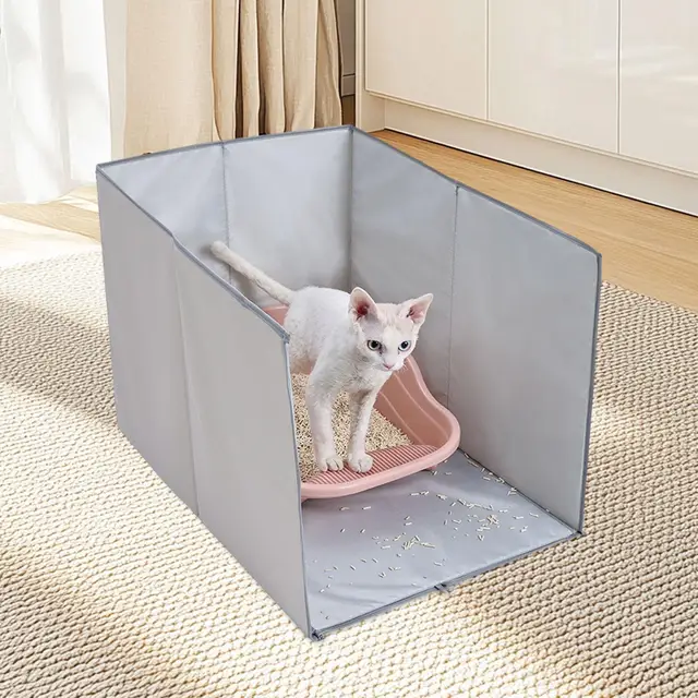 Cat Litter Box Enclosure Foldable Water Resistant Anti Leakage for Large Litter Pan Litter Box Splash Guard Open Top High Sided Cat Litter Box Enclosure Foldable Water Resistant Anti Leakage for Large Litter Pan Litter Box Splash Guard Open Top High Sided