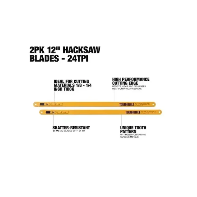 TOUGHBUILT TB-H4S2-22-B12-2 2Pk 12 in Hacksaw Blades - 24TPI Hand Hacksaw Blades Hand Tools 5