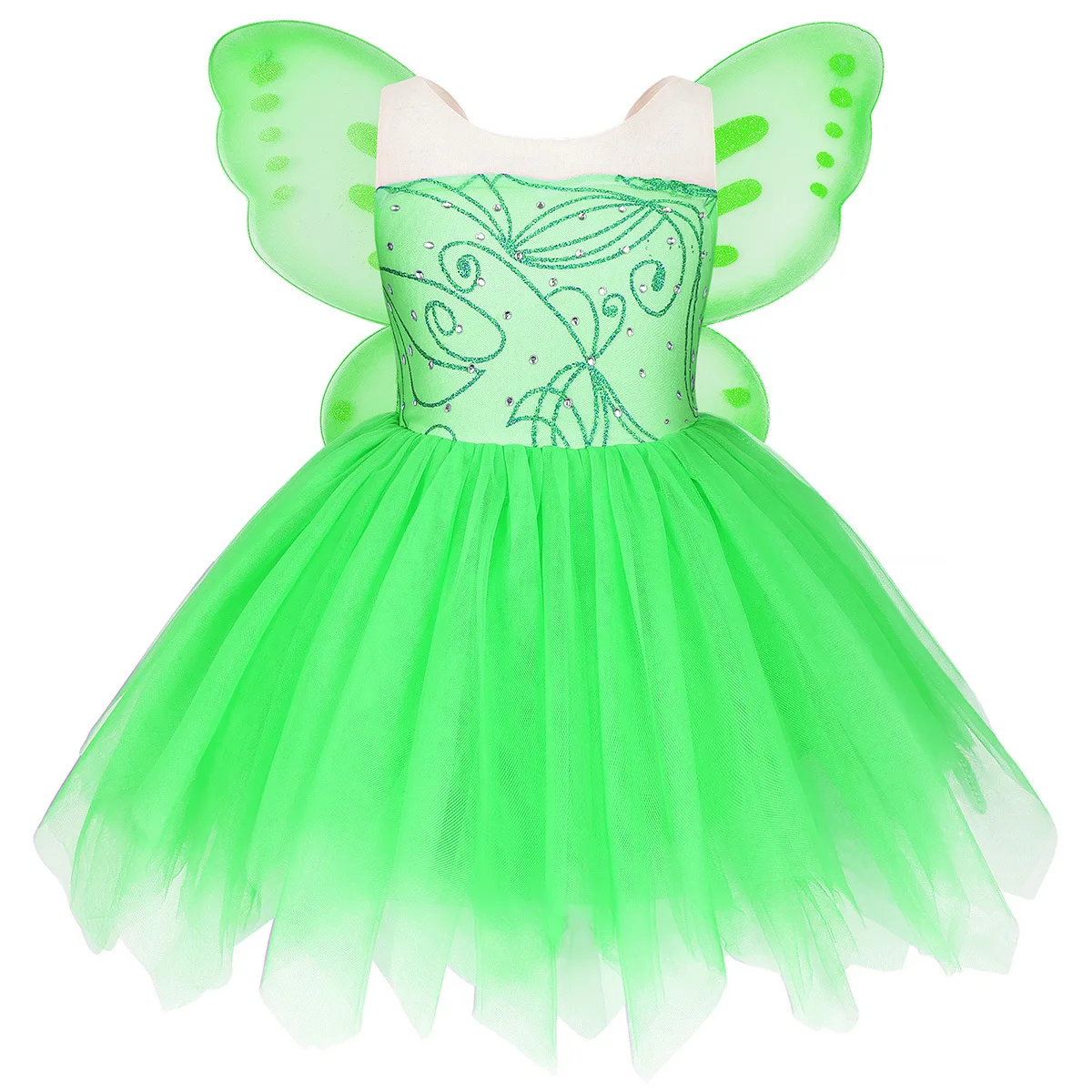 thumbnail image 1 of Disfraz de hada Pixie para niñas, princesa Disney Tinker Bell, vestido azul y morado con alas, vestidos de fiesta de cumpleaños, 2023, 1 of 5