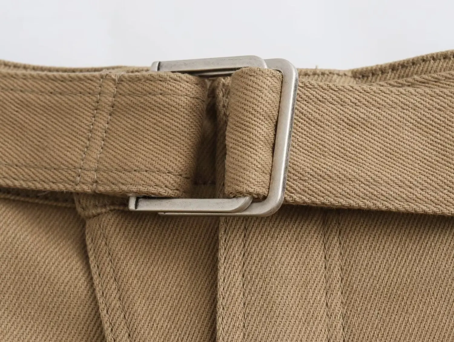 Maxdutti Japanese Minimalist Khaki Casual Pants Elegant Women's With Belt Fashionable And Workwear Pants Ladies