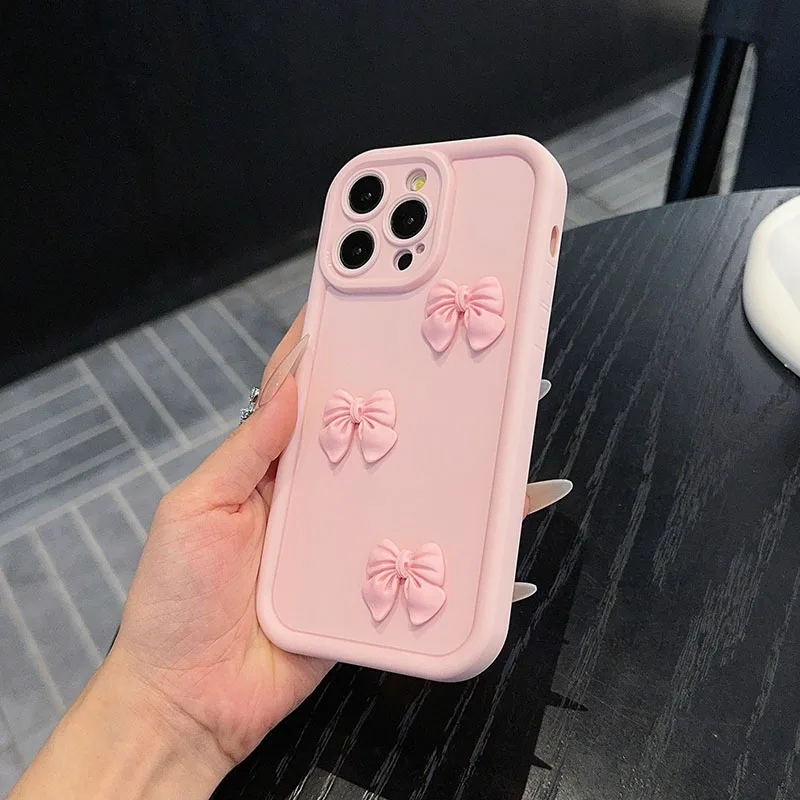 3D Pink Cute Butterfly Silicone Soft Phone Case - Shockproof Candy Cover