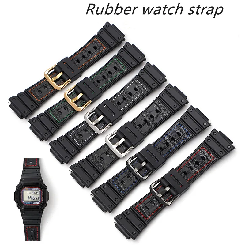 Cinturino Per Orologio In Gomma Tpu Da 16Mm Argento Nero Fibbia Ad Ardiglione Dorata Per Casio G-Shock Dw-5600/Dw-6900/Ga-2100/Gw-M5610/G-5600/Glx-560