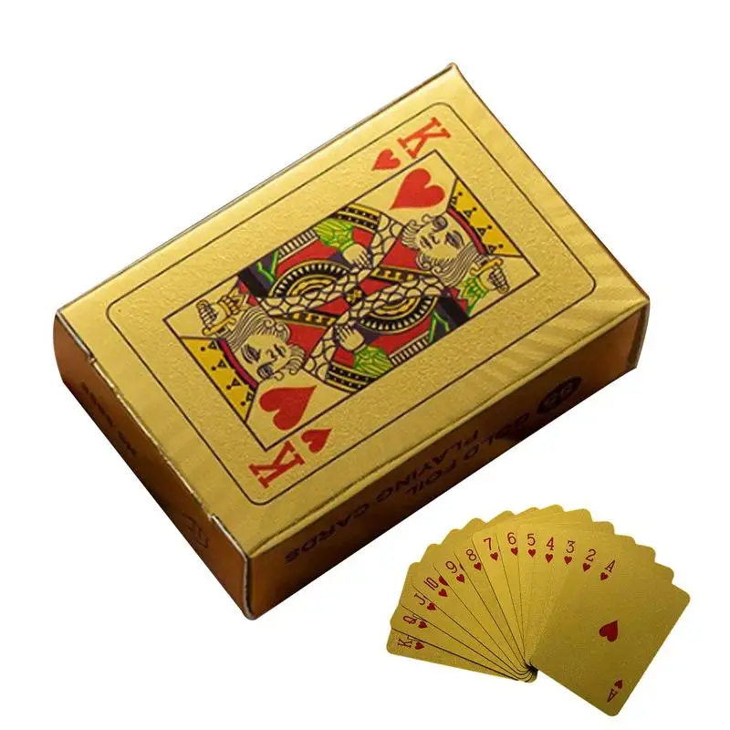 

Mini Playing Cards Travel Novelty Learning Cards Learning Toy Cards Gold Foil Golden Children's Cards For Back Yard Beach Games
