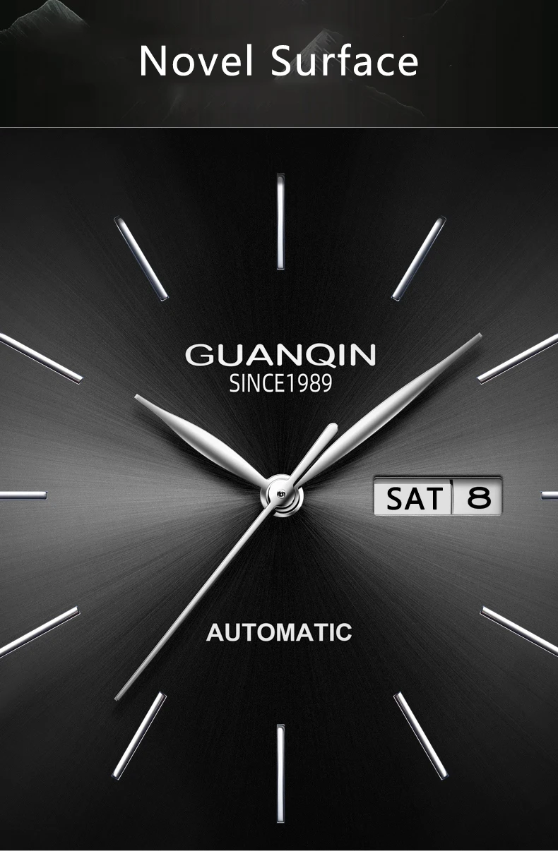 Orologio meccanico da uomo di lusso GUANQIN, movimento autentico, cassa in acciaio inossidabile, doppio calendario, orologi da lavoro e tempo libero, impermeabili fino a 50 m_voghion.com