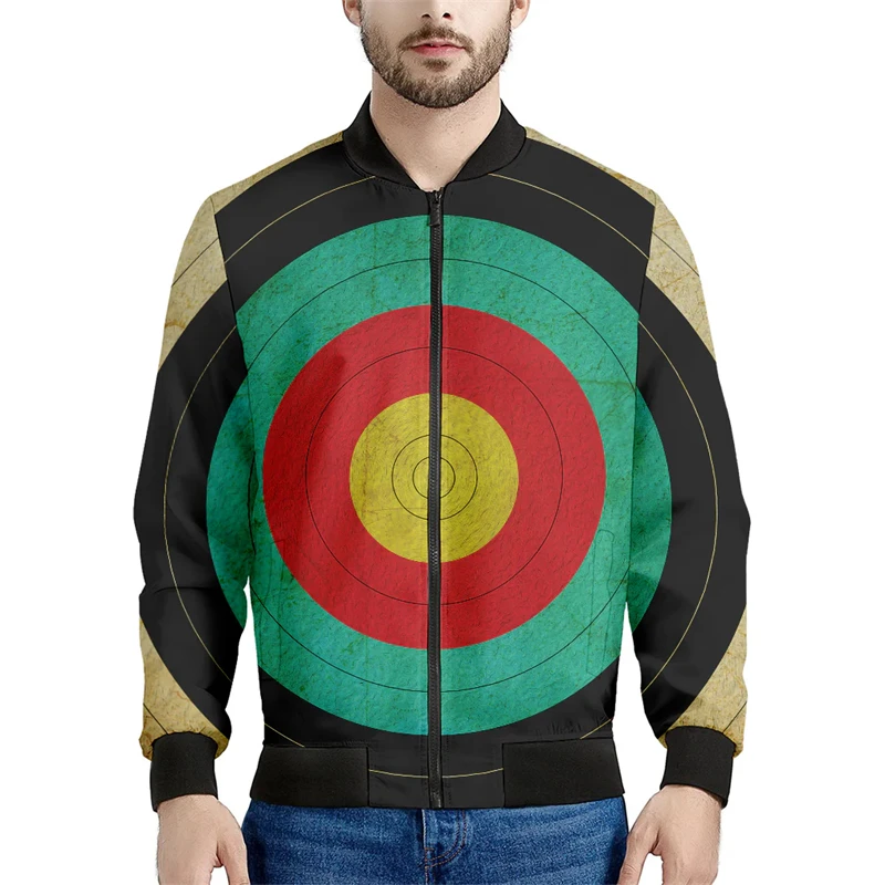 thumbnail image 1 of Chaqueta con estampado 3D de Bullseye Target para hombre, chaqueta bomber informal de manga larga a la moda para primavera y otoño, tops holgados de tendencia, 1 of 4
