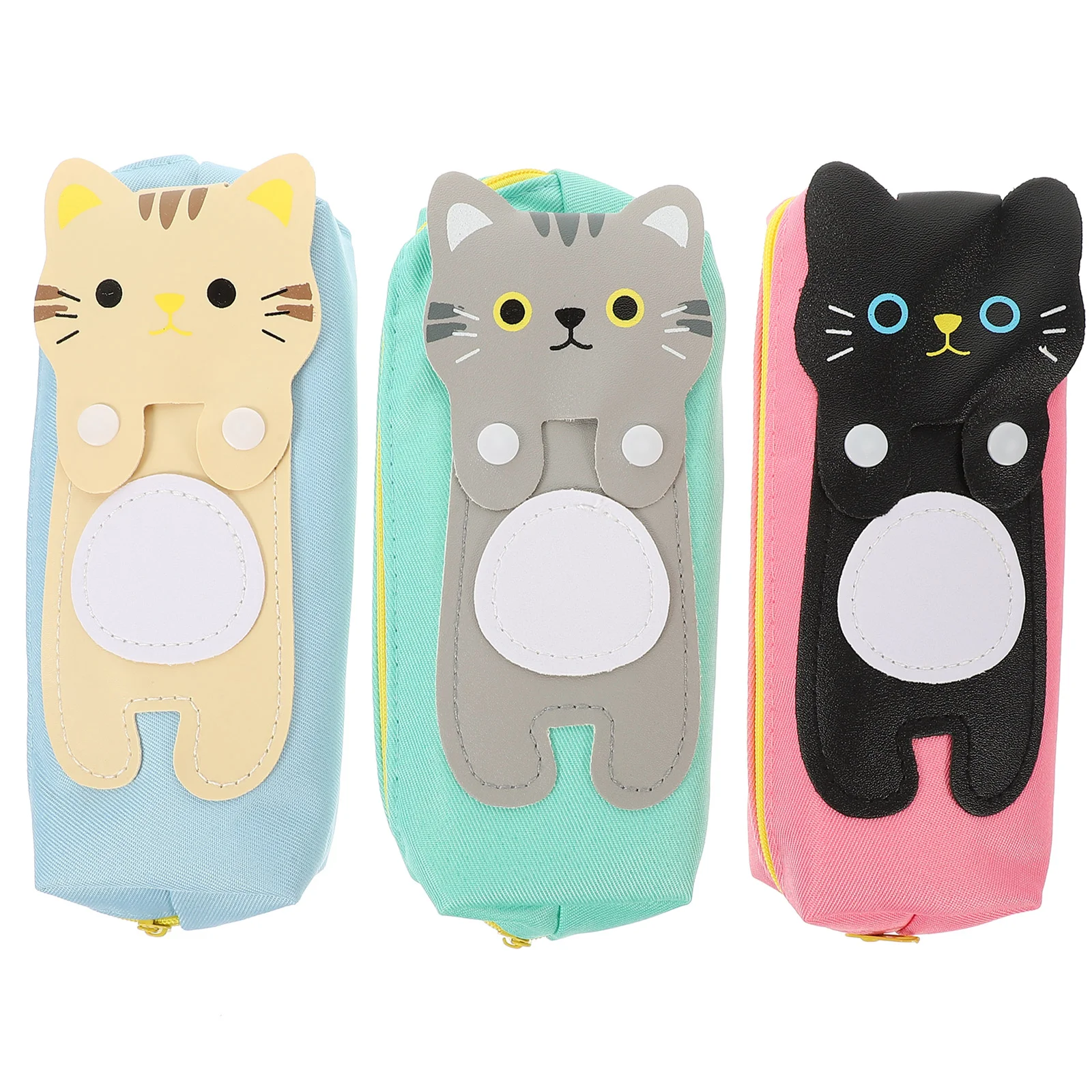 3 Pcs Cartoon Cat Pencil Bag Pencils Case Pouch for Office Cute Pattern Student 56 pieces girl hair clips cute animals pattern hair accessories flower pattern hair clip rainbow hairpin for girl