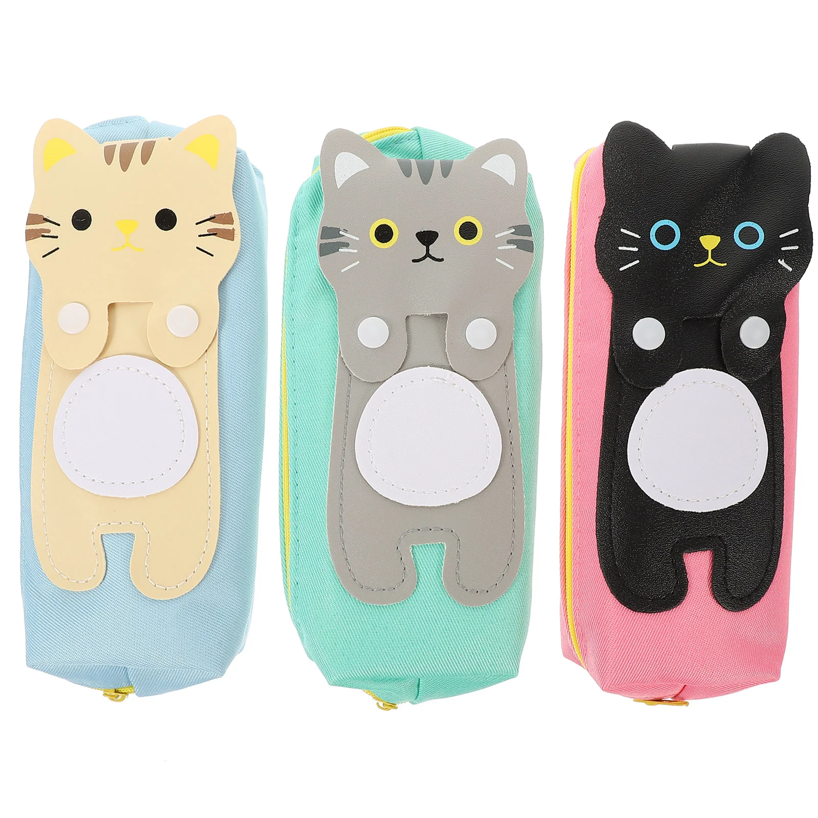 

3 Pcs Cartoon Cat Pencil Bag Pencils Case Pouch for Office Cute Pattern Student
