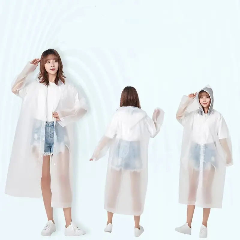 1PC Fashion Raincoat Jacket Men And Women Thickened Adult Portable Waterproof Outdoor Travel One Piece Non Disposable Eva Poncho waterproof raincoat