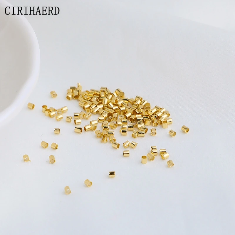 Wholesale 1.5mm Positioning Copper Tube 14K Gold Plated Crimping Tube End Beads DIY Jewelry Making Supplies Accessories Findings kc gold silver color plated round stud earring accessories copper material diy handmade craft jewelry findings 6pcs