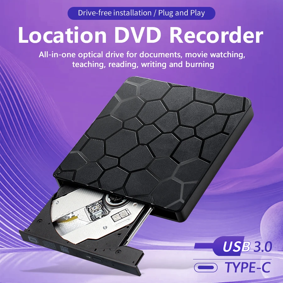 External DVD Drive USB 3.0 Type-C 2 in 1 Interface